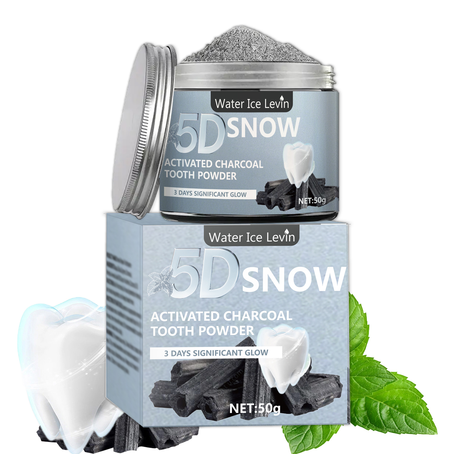 Teeth Whitening Charcoal - Water Ice Levin 5D Snow Activated