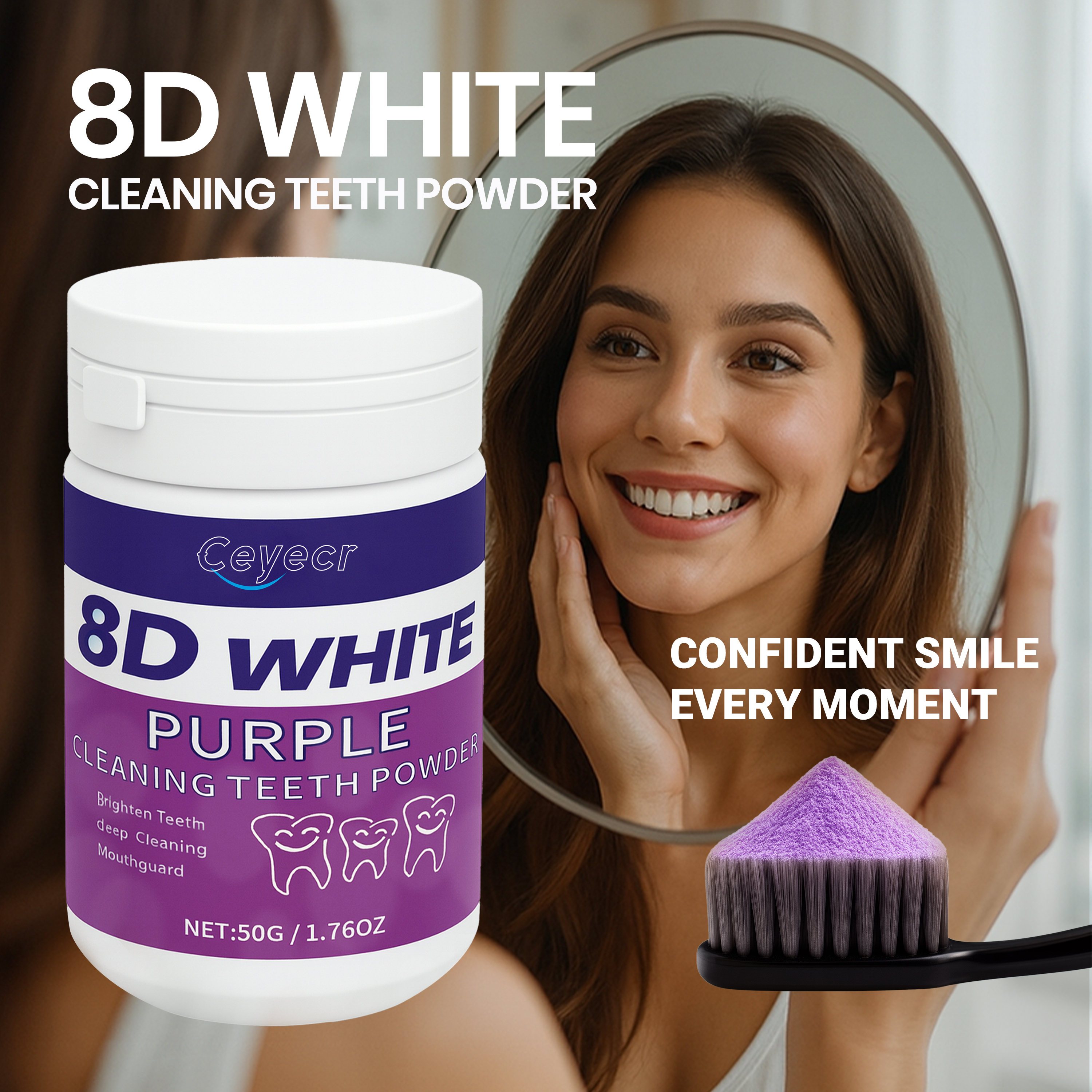 Teeth Whitening Gum - 8D white Teeth Whitening Powder, 50g/1.76.Oz