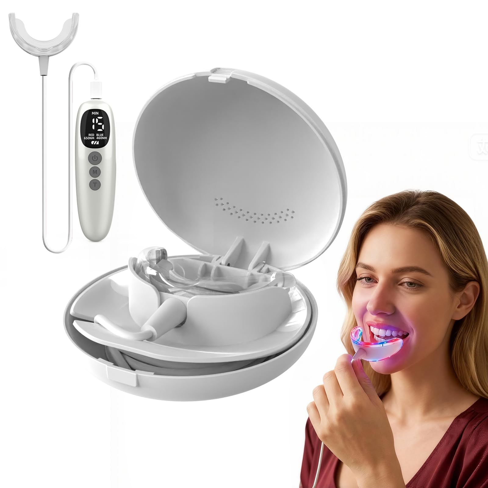 Teeth Whitening Gum - Teeth Whitening Kit 18 Diode RED+Blue