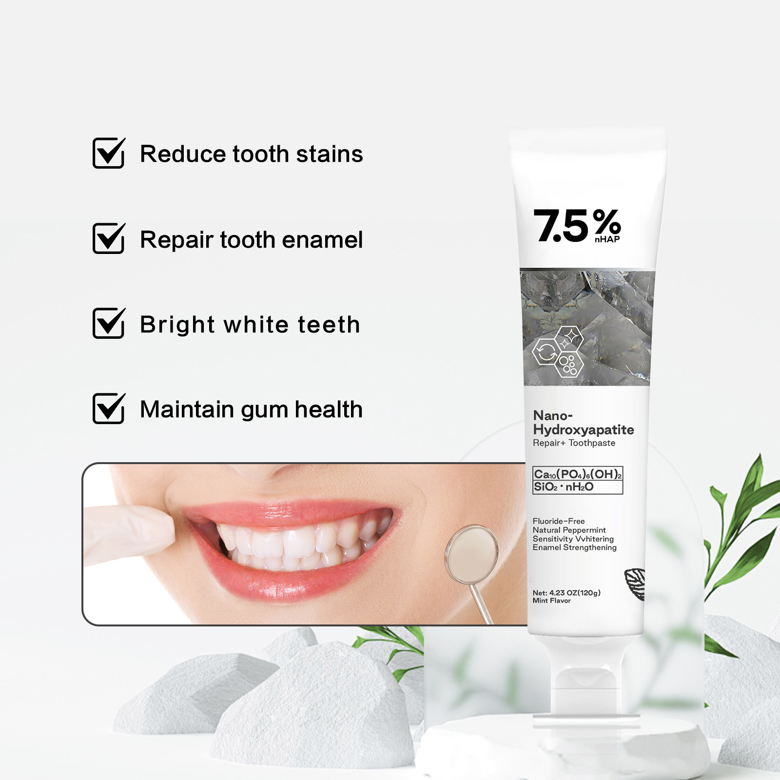 Nano Hydroxyapatite Toothpaste - Teeth Whitening Gum review and price