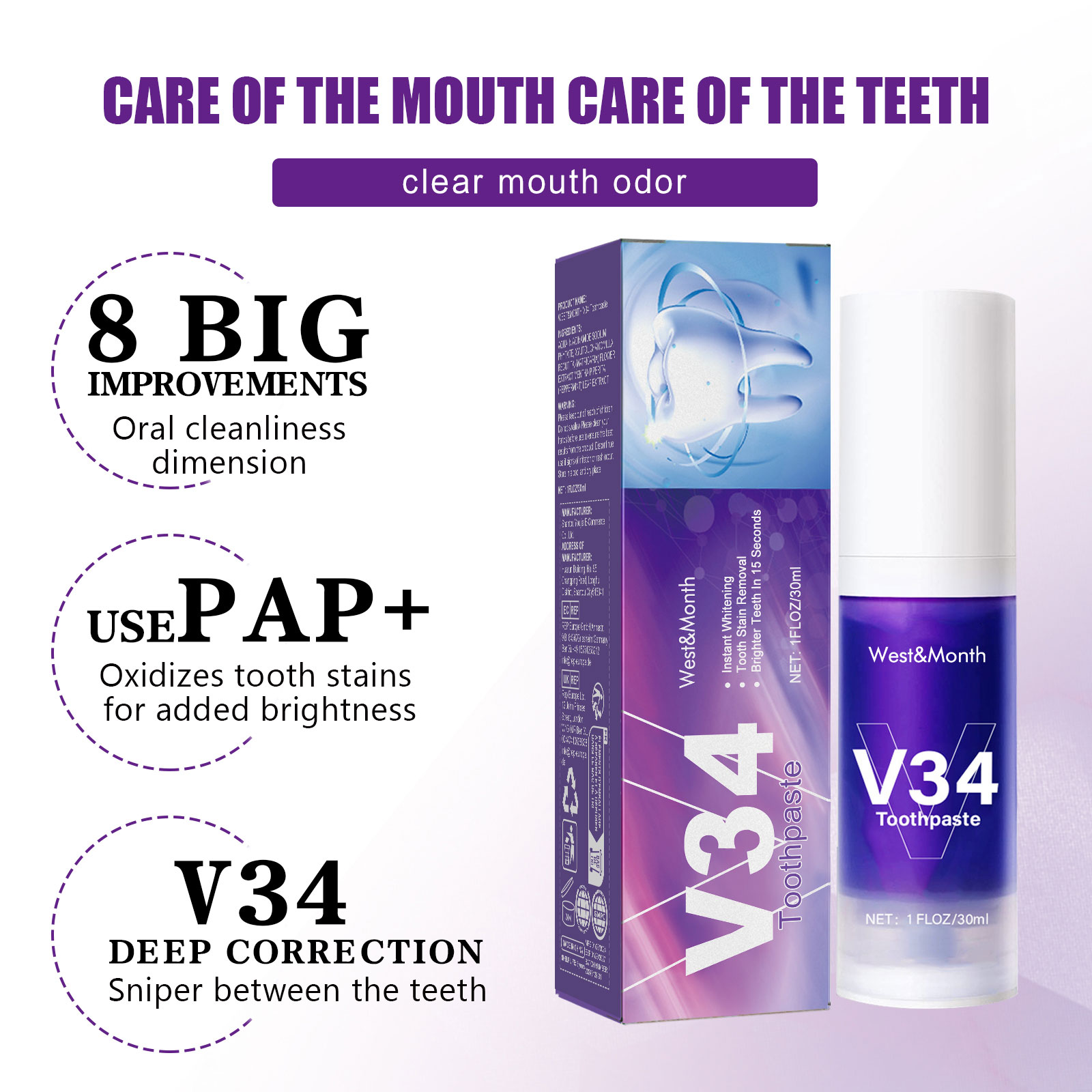 V34 Teeth Whitening Toothpaste - Teeth Whitening Charcoal Powder review and price
