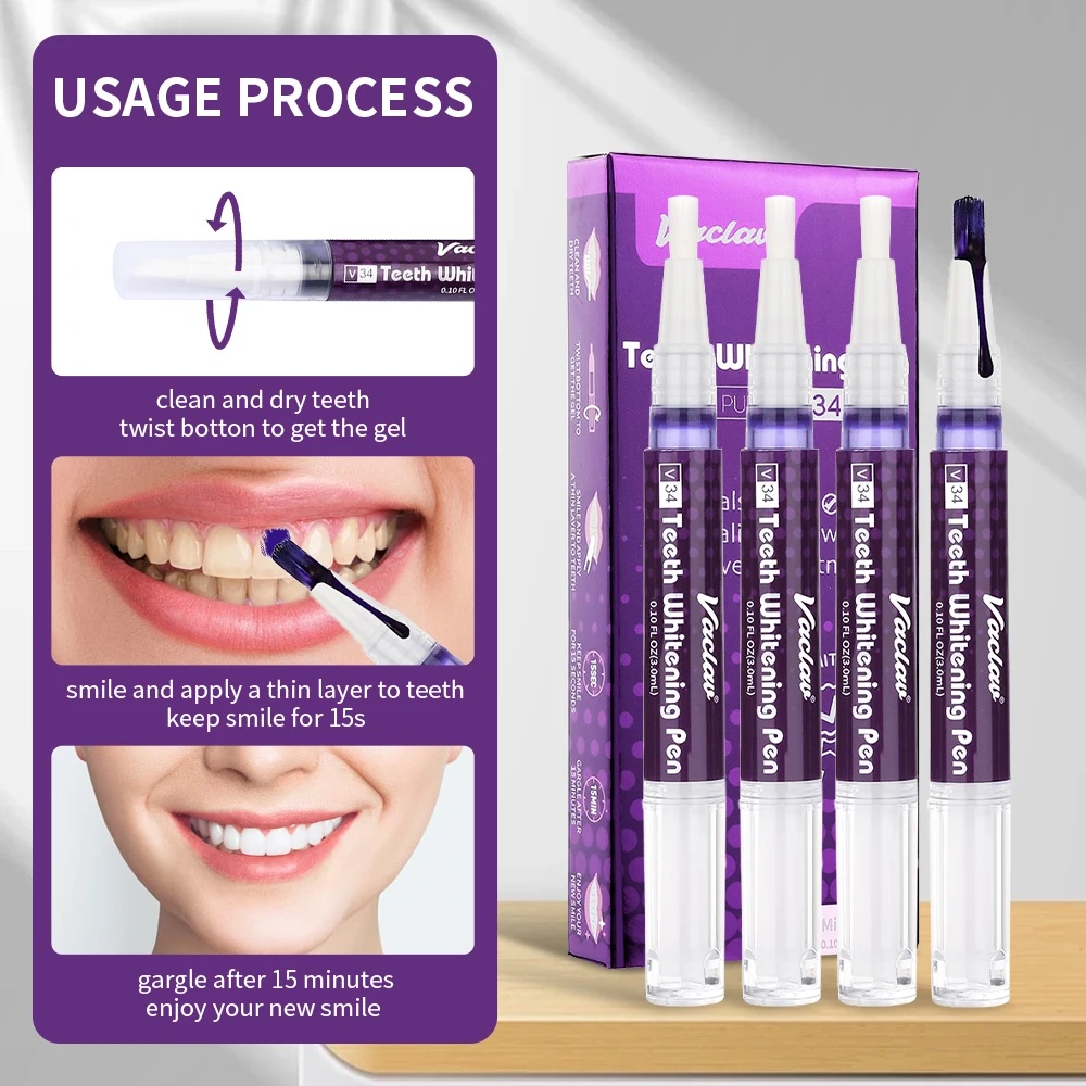Vaclav V34 Purple teeth whiten - Teeth Whitening Pen review and price
